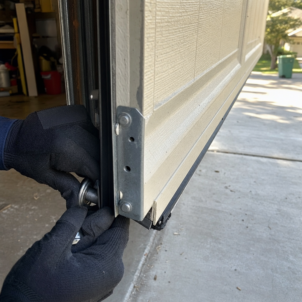 Professional adjusting garage door roller for emergency service in Round Rock, TX